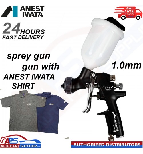 Anest Iwata Gravity Spray Gun HTE-S Impact 1.0mm+ IWATA SHIRT - FAST DELIVERY